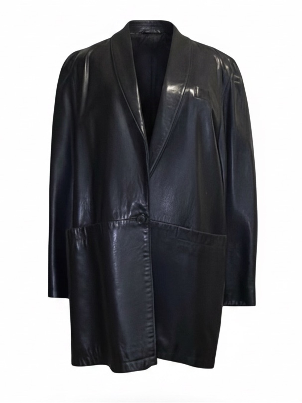 Siena Black Leather Longline Coat – Women’s Medium